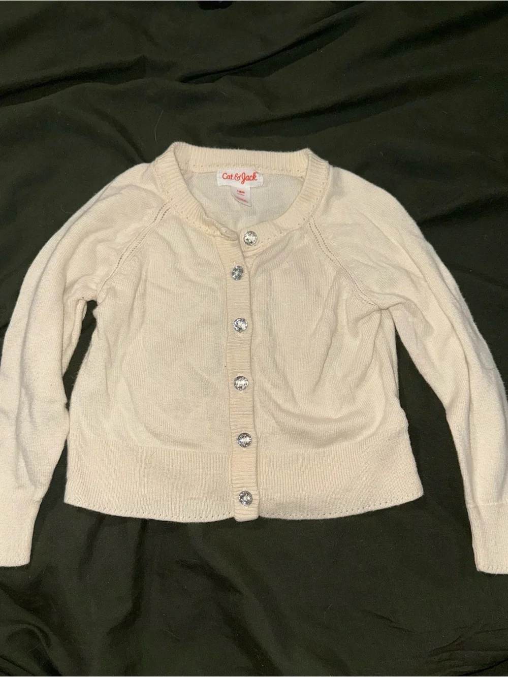 Cat & Jack Ivory Cardigan with Jewel Buttons